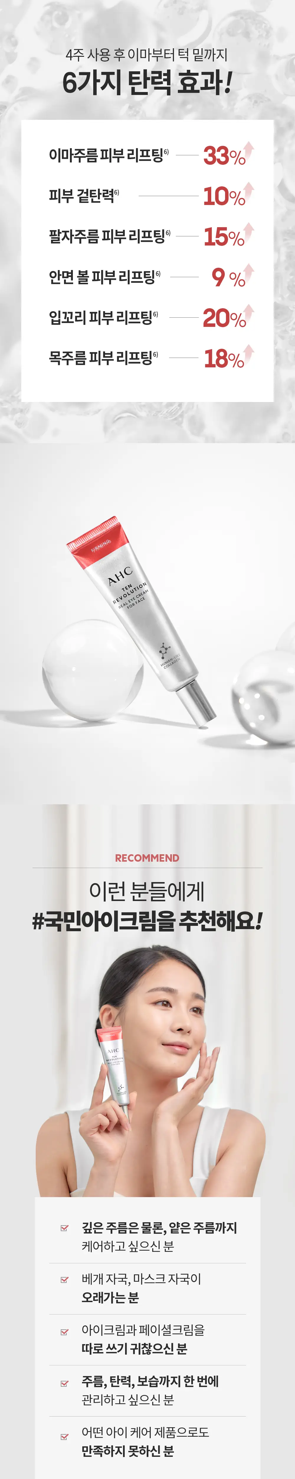 [판매량 1억개 돌파] AHC 텐 레볼루션 리얼 아이크림 포 페이스 스페셜 퍼밍 세트 상세페이지 6